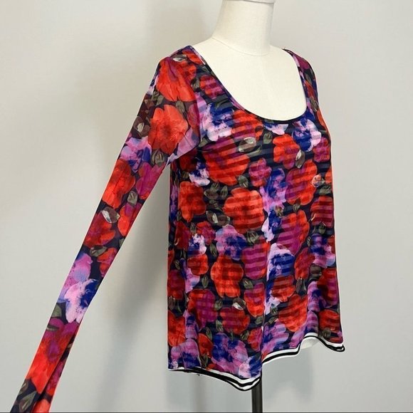 Anthropologie Weston Wear Floral Striped Long Sleeve Top - Picture 5 of 10